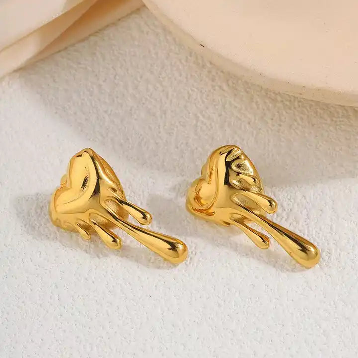 Melted heart earring